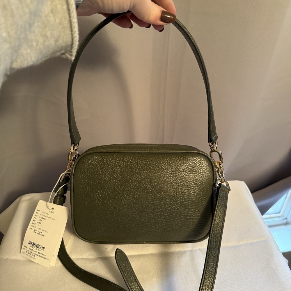 Anine Bing Lili Crossbody Shoulder Bag Green Pebbled Leather Handbag NWT - Picture 4 of 16